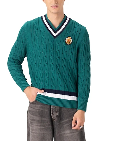 Members Only Men's Cotton Cable Knit Cricket Sweater