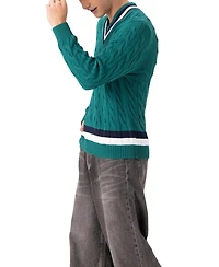 Members Only Men's Cotton Cable Knit Cricket Sweater