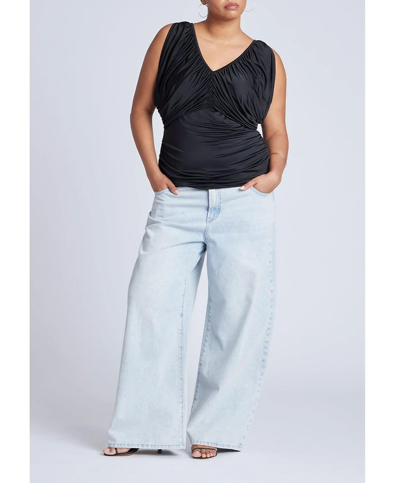 Eloquii Women's Fringe Sequin Off The Shoulder Top