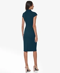 Calvin Klein Women's Scuba Crepe Split V-Neck Sheath Dress
