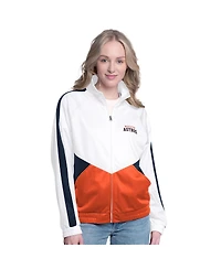 G-iii Sports by Carl Banks Women's White/Navy Houston Astros Rally Rhinestone Raglan Full-Zip Track Jacket