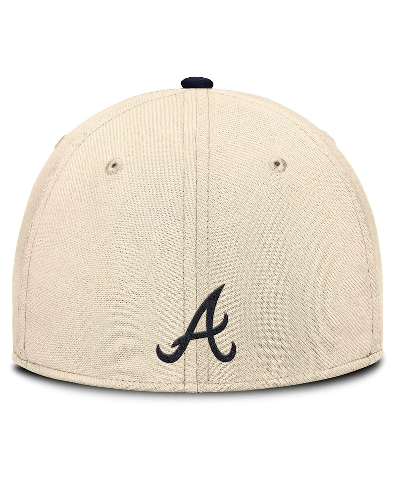 Nike Men's Natural/Navy Atlanta Braves Statement Rise Performance Flex Hat