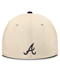 Nike Men's Natural/Navy Atlanta Braves Statement Rise Performance Flex Hat