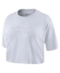 Nike Women's White Indiana Fever Basketball Tonal Wordmark Cropped T-Shirt