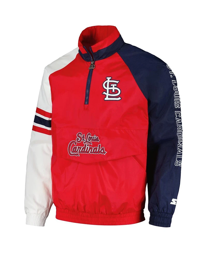 Starter Men's Red/Navy St. Louis Cardinals Elite Raglan Half-Zip Jacket