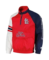 Starter Men's Red/Navy St. Louis Cardinals Elite Raglan Half-Zip Jacket