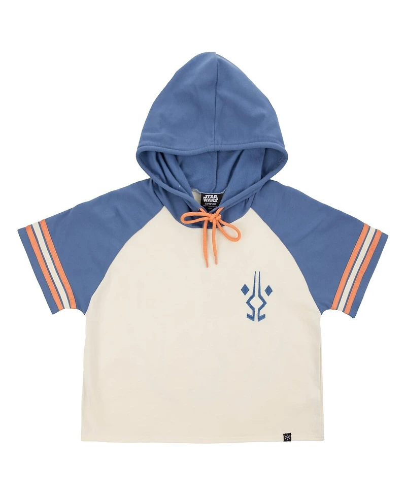 Heroes & Villains Women's Cream Star Wars Ahsoka Tano Raglan Cropped Pullover Hoodie