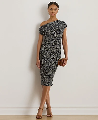 Lauren Ralph Women's Paisley Jersey Off-the-Shoulder Dress
