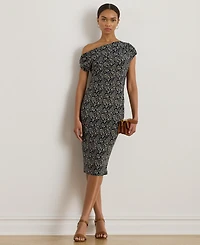 Lauren Ralph Women's Paisley Jersey Off-the-Shoulder Dress