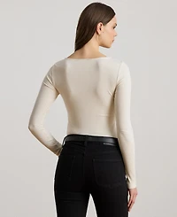 Lauren Ralph Women's Rib-Knit Long-Sleeve Scoopneck Tee