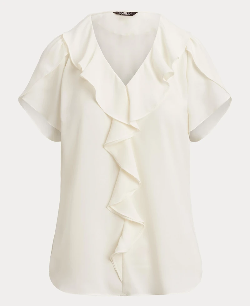 Lauren Ralph Women's Ruffle-Trim Georgette Blouse