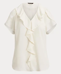 Lauren Ralph Women's Ruffle-Trim Georgette Blouse