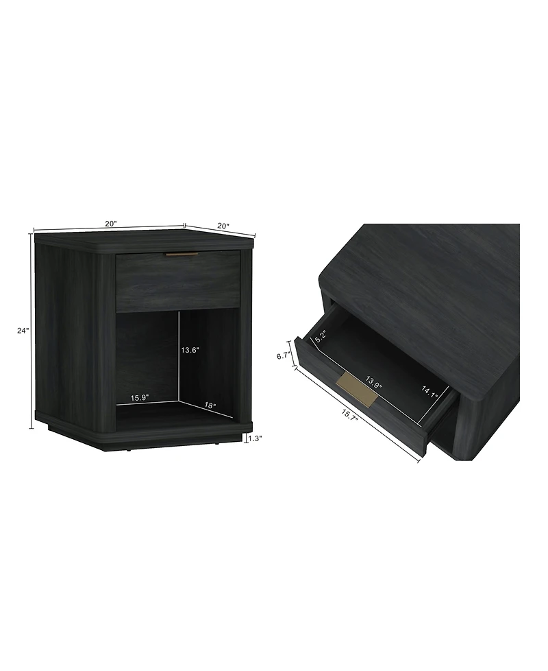 Manhattan Comfort Evelyn 20" 1-Drawer Nightstand