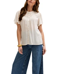 Lily and Lionel London Women's Kew Lace Insert Angel Sleeve Shirt