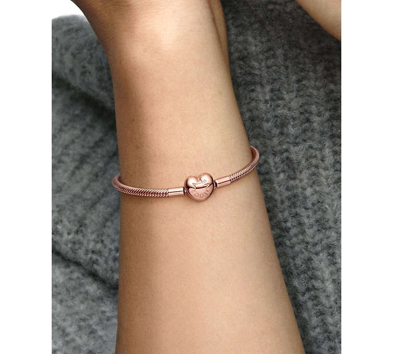 Pandora 14k Gold or Rose-Gold-Plated Barrel Clasp Snake Chain Bracelet