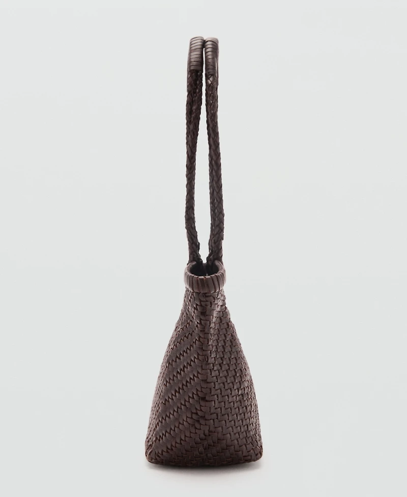 Mango Women's Braided Leather Shoulder Bag