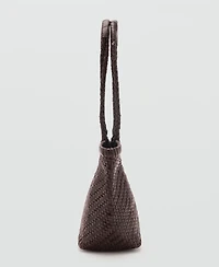 Mango Women's Braided Leather Shoulder Bag