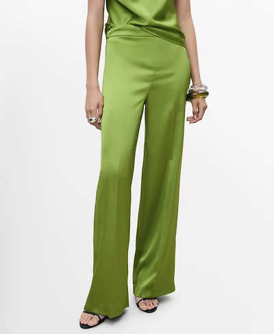Mango Women's Satin Straight-Fit Pants