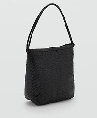 Mango Women's Braided Leather Shoulder Bag