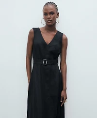 Mango Women's Flared Linen Dress