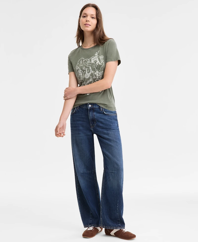 Lucky Brand Women's Mid-Rise Barrel Wide-Leg Jeans