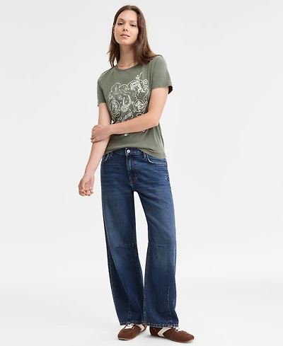 Lucky Brand Women's Mid-Rise Barrel Wide-Leg Jeans
