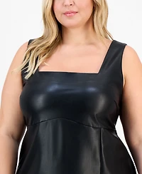 Bar Iii Trendy Plus Faux-Leather Midi Dress, Macy's Exclusive