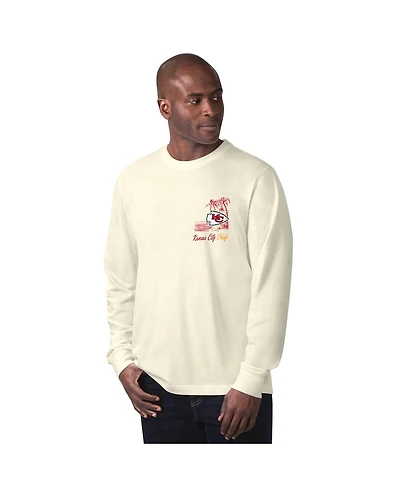 Margaritaville Men's Cream Kansas City Chiefs It's Five O'clock Somewhere Long Sleeve T-Shirt