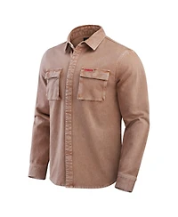 Darius Rucker Collection by Fanatics Men's Brown Kansas City Chiefs Garment Dyed Long Sleeve Full Snap Shirt