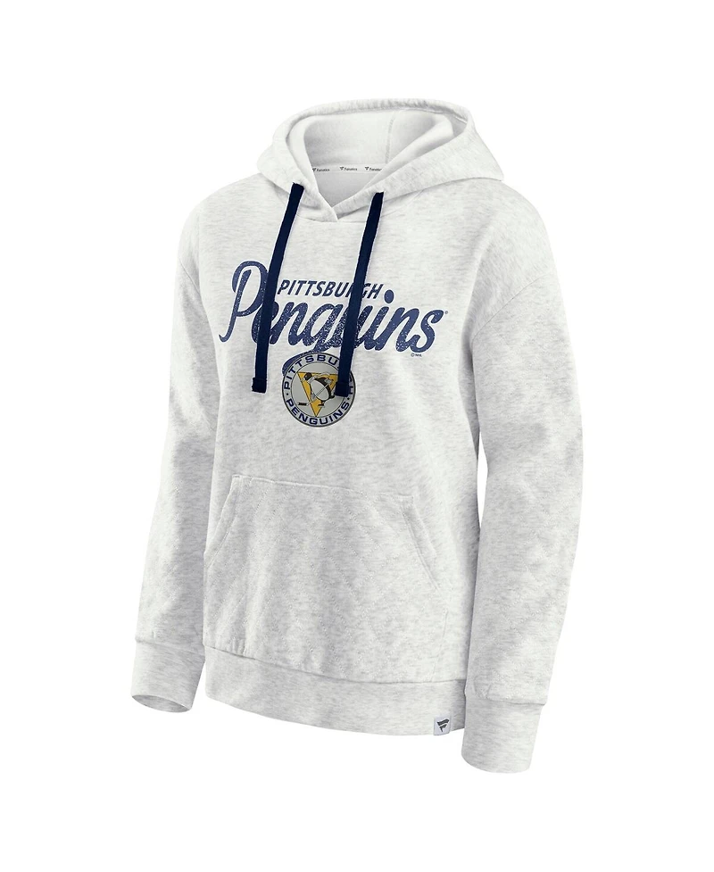 Fanatics Women's Oatmeal Pittsburgh Penguins True Classics Quilted Pullover Hoodie
