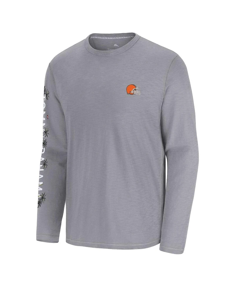 Tommy Bahama Men's Gray Cleveland Browns Oasis Endzone Lux Long Sleeve T-Shirt