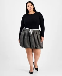 Bar Iii Trendy Plus Plaid Bubble Mini Skort, Macy's Exclusive