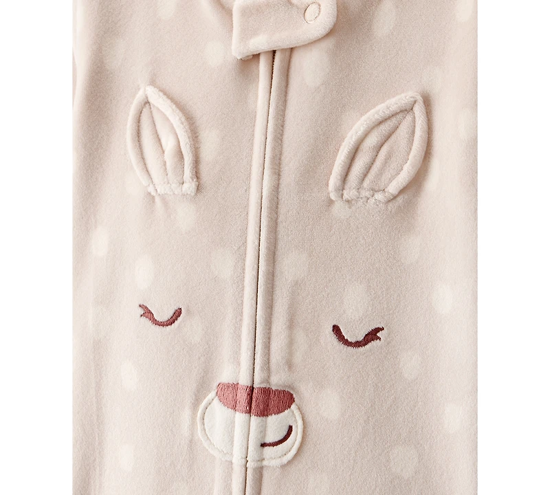 Carter's Baby Girls Deer-Print Velboa Loose-Fit Long-Sleeve 2-Way-Zip 1-Piece Footed Pajamas