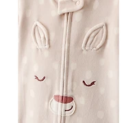 Carter's Baby Girls Deer-Print Velboa Loose-Fit Long-Sleeve 2-Way-Zip 1-Piece Footed Pajamas