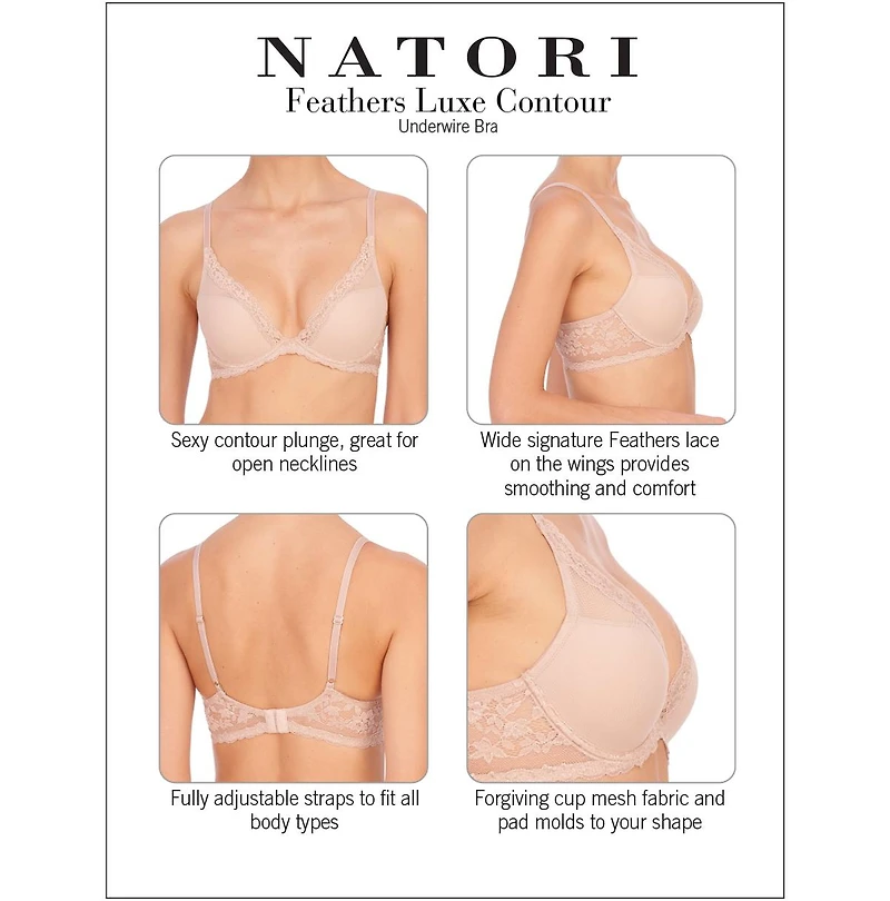 Natori Women's Feathers Luxe Plunge T-Shirt Underwire Bra