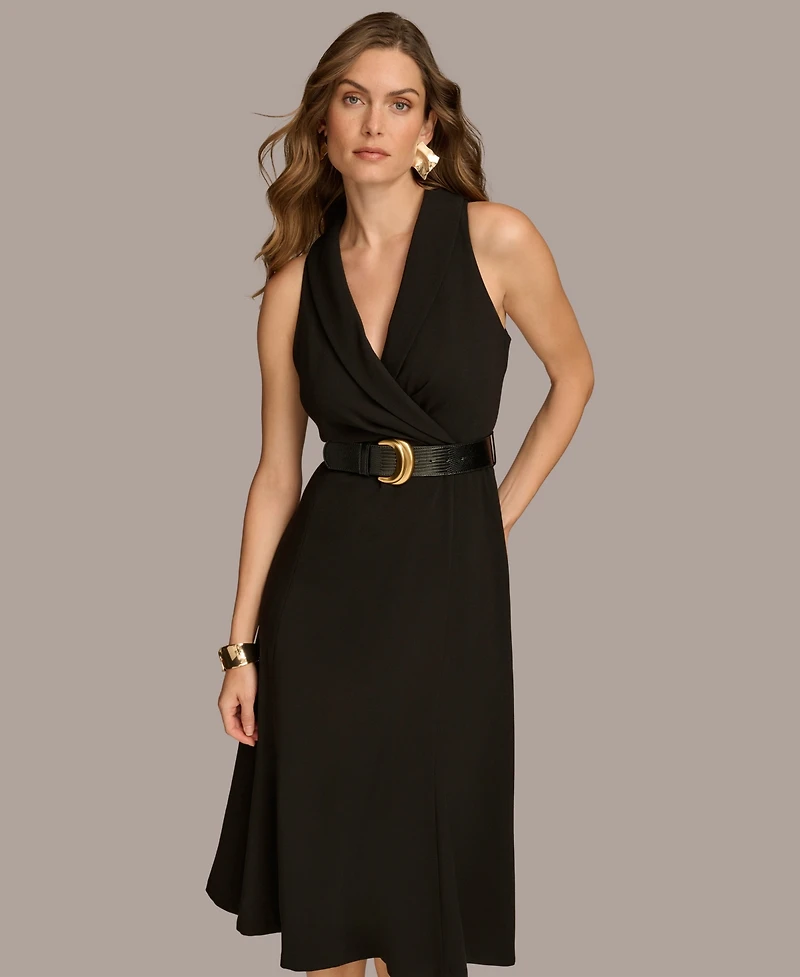 Donna Karan New York Women's V-Neck Sleeveless Midi Dress