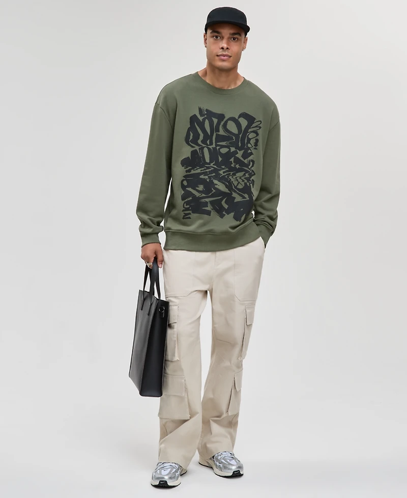 Mode of One Men's Relaxed-Fit Scribble Graphic Sweatshirt, Macy's Exclusive