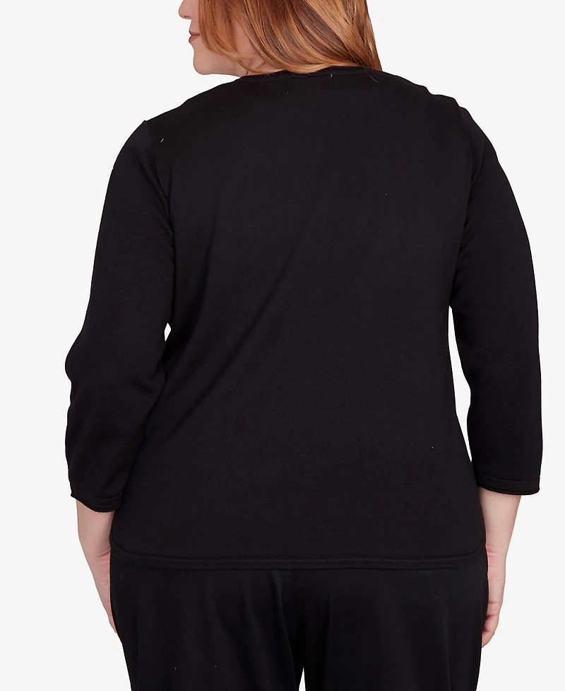 Alfred Dunner Plus Classic Colorblock Long Sleeve Sweater