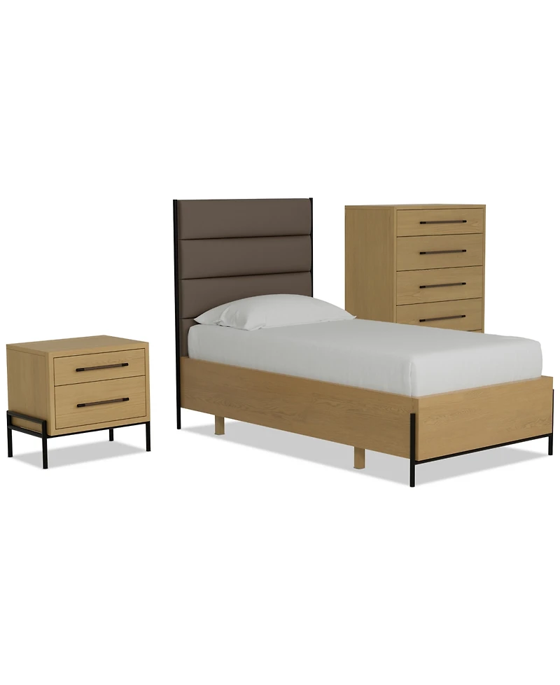 Linstead 3-Pc. Twin Upholstered Set (Bed, Chest & Nightstand), Created for Macy's