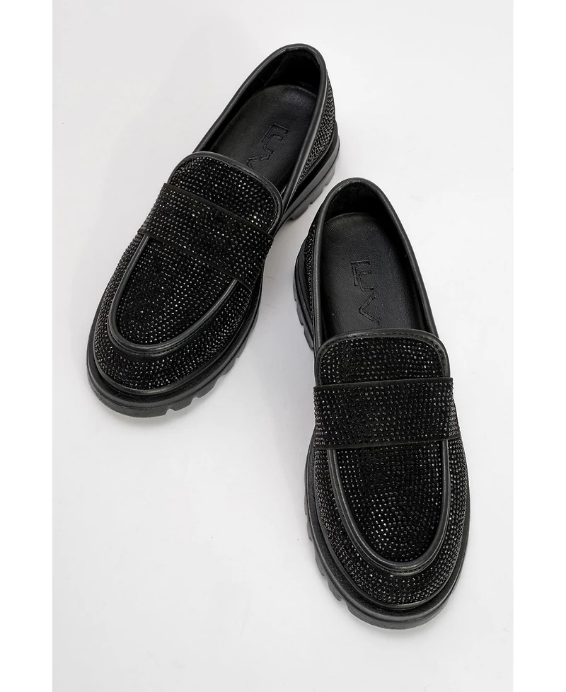 Prologue Shoes Babel Stone Embellished Suede Loafer (Women)