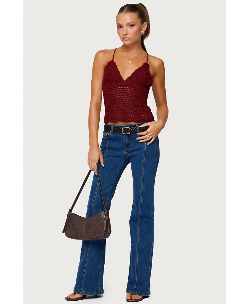 Edikted Women's Starrie Panel Stitch Low Rise Jeans