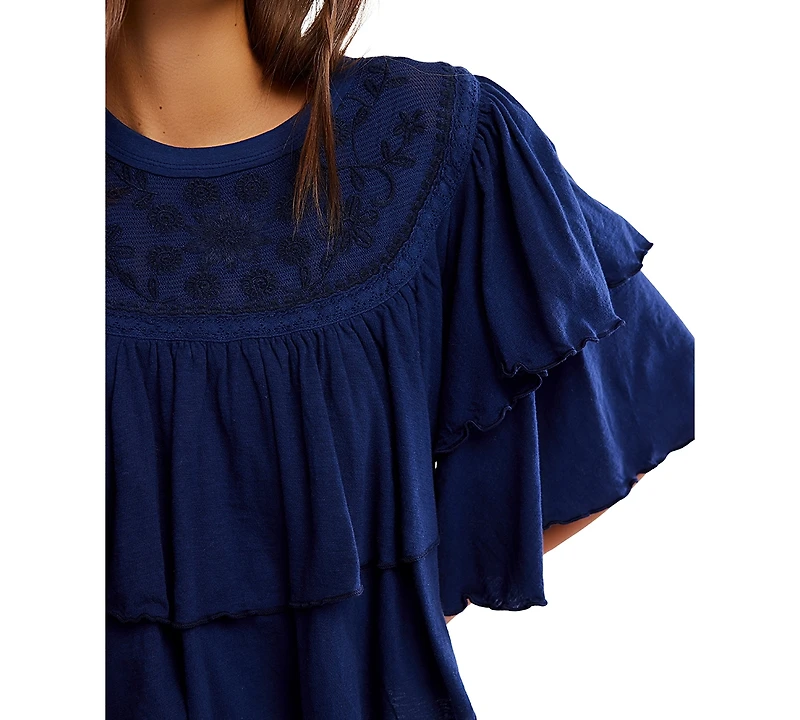 Free People Women's Rose Party Ruffled Cotton Top