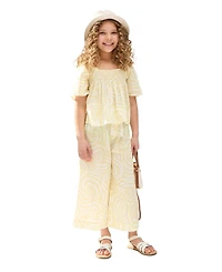 Raffya Kids Little Girls Nia Shirred Neck Zebra Swirl Print Co-Ords Set
