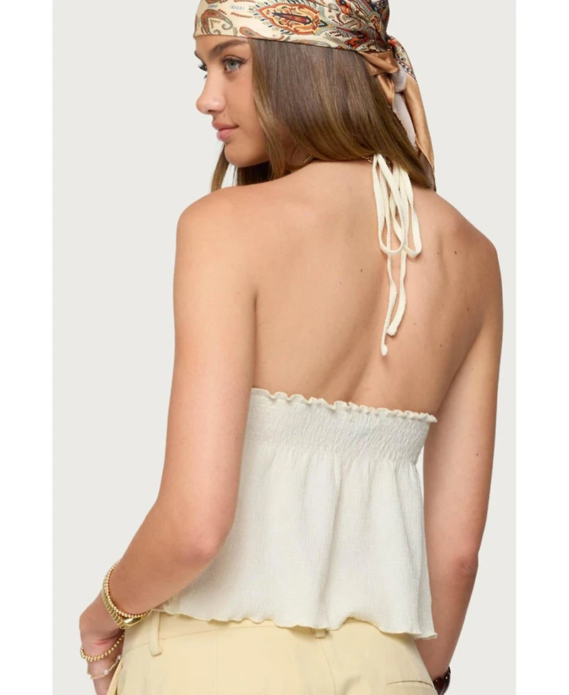 Edikted Women's Textured Iridescent Babydoll Halter Top