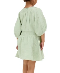 Raffya Kids Little Girls Soipoi Ruched V-Neck Dress