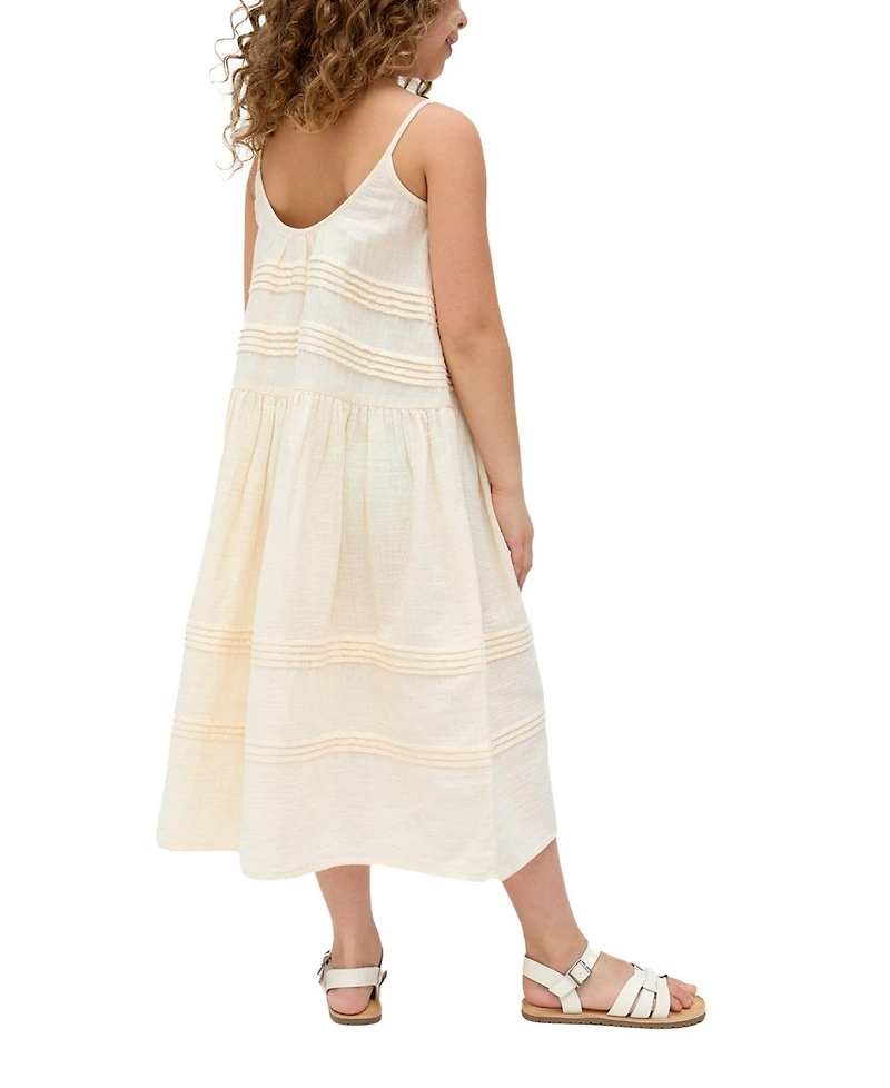 Raffya Kids Swish Pin Tuck Embroidered Dress
