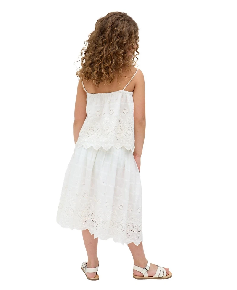 Raffya Kids Rufa Smocked Waist Windowpane Check Skirt