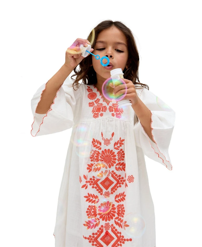 Raffya Kids Arabella V- Neck Embroidered Dress