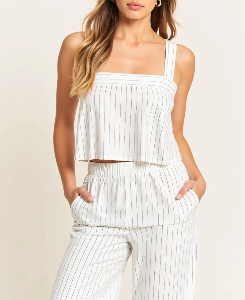 Modenaire Women's Striped Open Back Two-Piece Set
