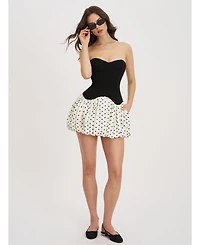 Miss Circle Women's Dahliana Polka Dot Bubble Hem Corset Mini Dress